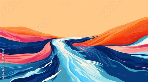 river stream flat design side view flow water color Splitcomplementary color scheme photo