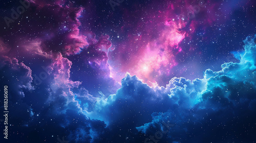 Fantasy Starry Night Sky in Blue and Purple A Magical Journey Through Celestial Colors and Dreamlike Landscapes