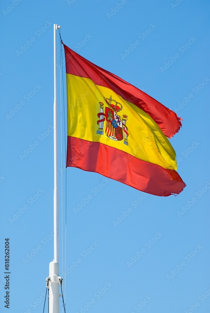 Mast Bearing The Spanish National Flag Mast Bearing The Spanish National Flag