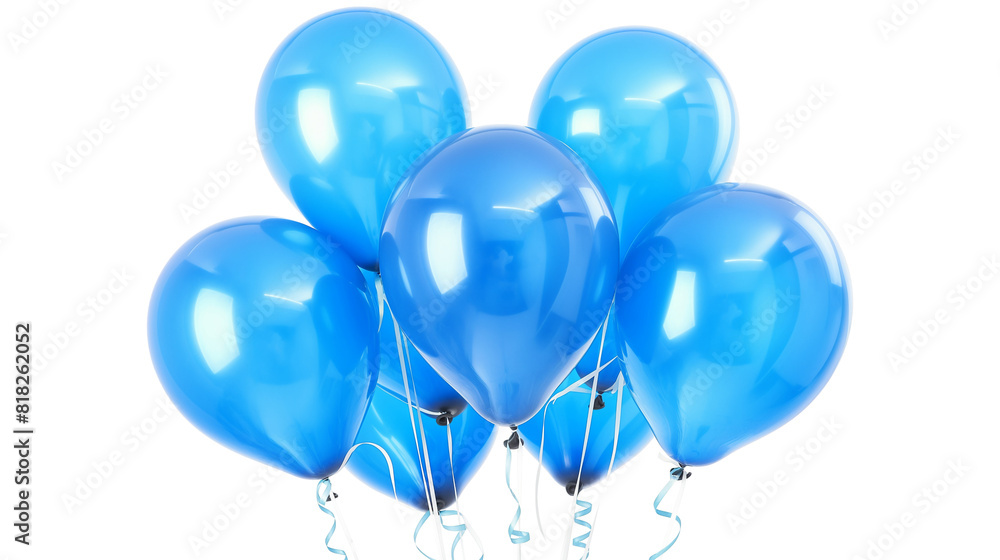A bunch of blue helium balloons isolated on a transparent background A bunch of blue helium balloons isolated on a transparent background