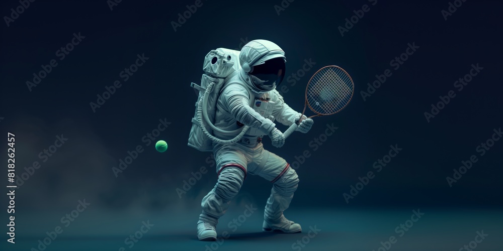 astronaut plays tennis .Generative AI astronaut plays tennis .Generative AI