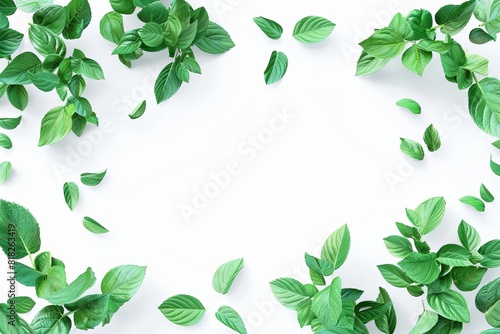 vibrant green mint leaves isolated on pure white background 3d illustration © Lucija