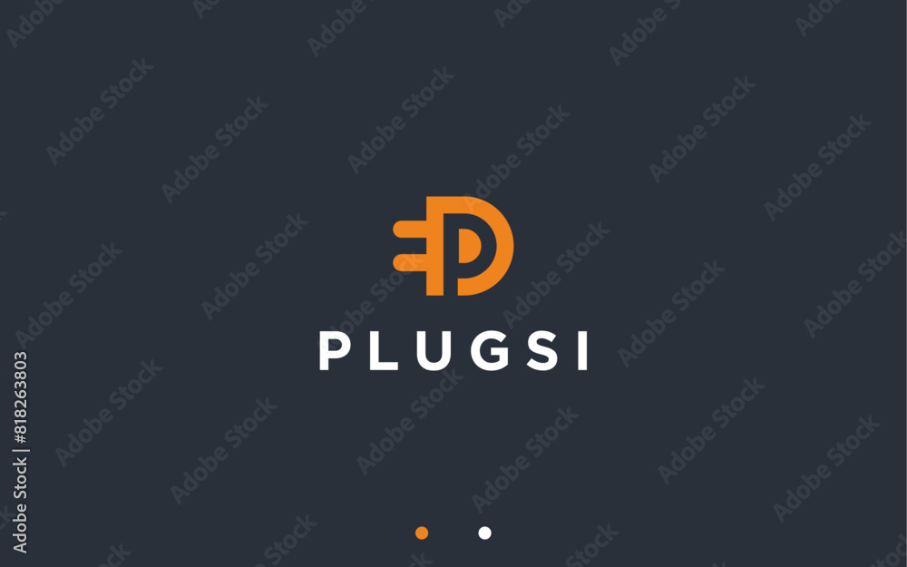 letter p with plug logo design vector silhouette illustration letter p with plug logo design vector silhouette illustration