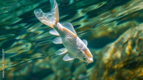 aquatic grace a sleek fish elegantly gliding through clear water underwater wildlife photography