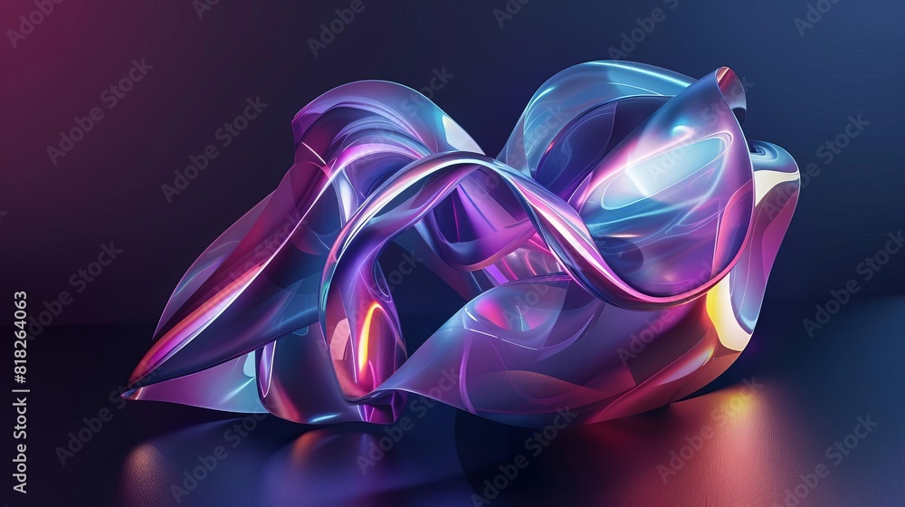 Obraz premium iridescent abstract shape against dark background futuristic 3d render with dramatic lighting
