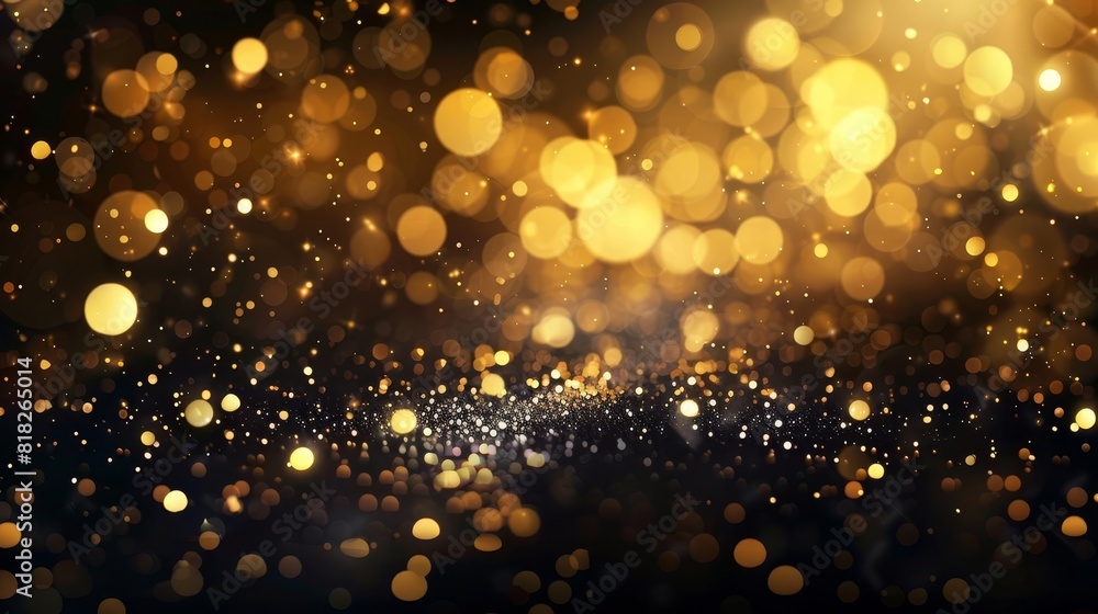 luxurious glow shimmering gold and black festive background with sparkly bokeh lights abstract wallpaper