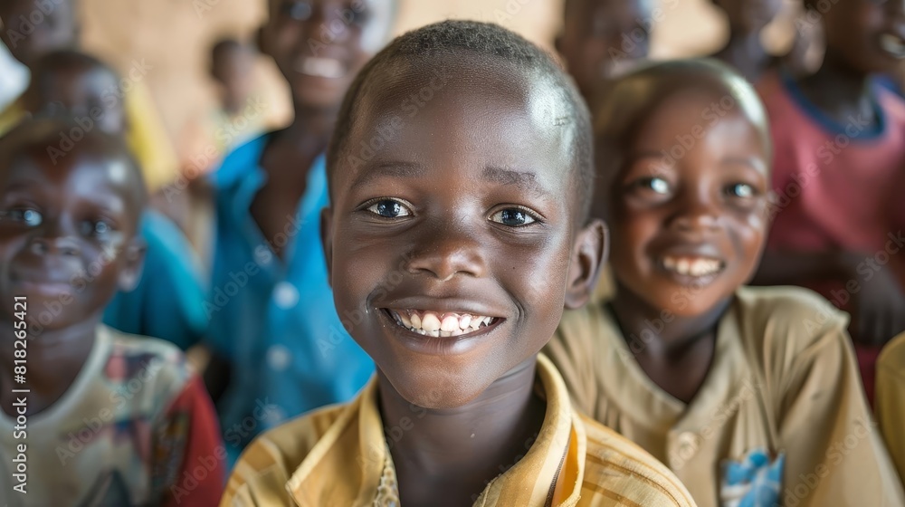 portrait de jeunes enfants souriants en groupe dans leur salle de classe photo portrait de jeunes enfants souriants en groupe dans leur salle de classe photo