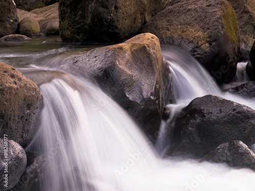 Water Flowing Over Rocks, Napali Coast State Park, Kauai, Hawaii