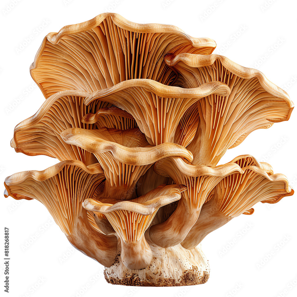 Close-up of vibrant oyster mushroom cluster with intricate textures and earthy tones, showcasing natural beauty and organic detail. Close-up of vibrant oyster mushroom cluster with intricate textures and earthy tones, showcasing natural beauty and organic detail.