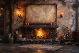 Realistic Fireplaces with Minimalist Frame and Warm Beige Background