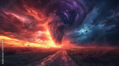Tornado, where swirling winds and darkened skies converge photo
