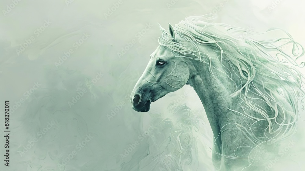 enigmatic pale aquamarine grey horse from revelations in striking illustration style enigmatic pale aquamarine grey horse from revelations in striking illustration style