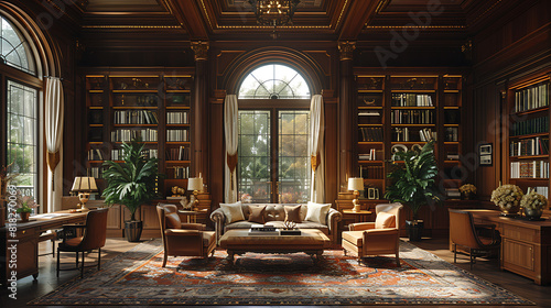 Sophisticated Harmony  High-Fidelity Visuals Portray Tranquil Living Spaces Harmonizing Classic Elegance with Contemporary Style - Rich Textures   Subtle Nuances Define Luxury.