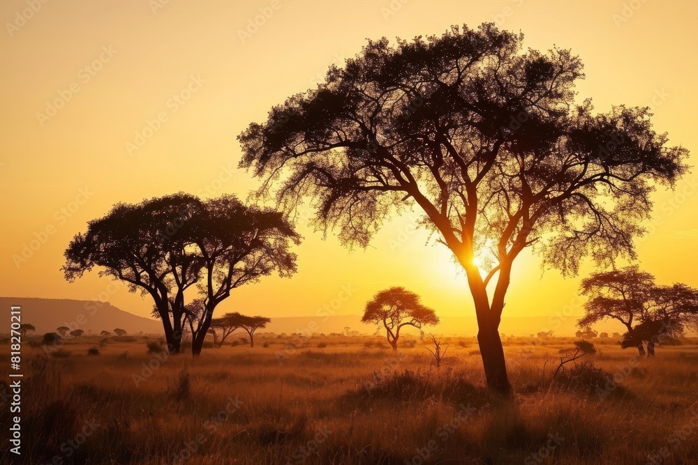 Portrait sunset with tree , A safari sunset in the of Africa, AI generated Portrait sunset with tree , A safari sunset in the of Africa, AI generated
