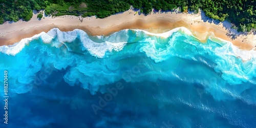 Mapping Brazil's Landmarks: Turquoise Water Shapes Beach with Jalapão Serras. Concept Travel Photography, Brazilian Landmarks, Natural Wonders, Turquoise Waters, Landscape Exploration photo