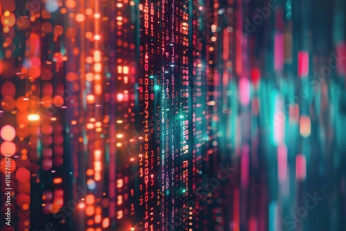 Wallpaper Mural Red and blue abstract binary data code rushing on a dark background representing the concept of speed and the digital world Torontodigital.ca