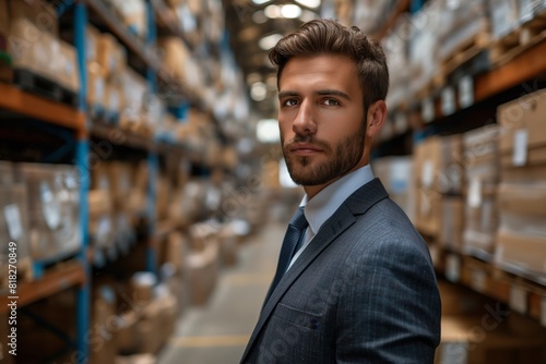 Confident businessman in warehouse © gearstd
