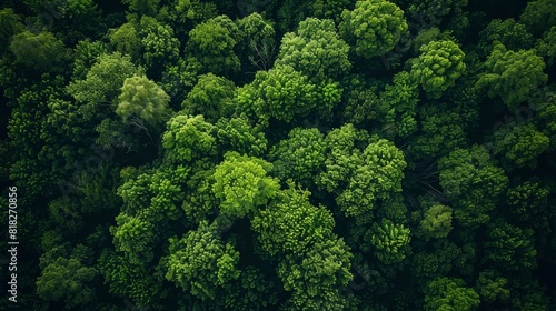A lush green forest with trees of various sizes
