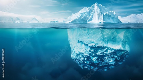 antarctic sea iceberg floating in ocean climate change concept wide banner with copy space