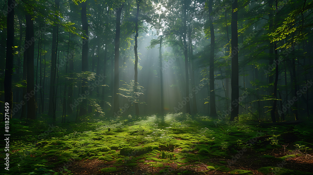 Fototapeta premium Serene Forest Retreat: Nature's Peaceful Sanctuary