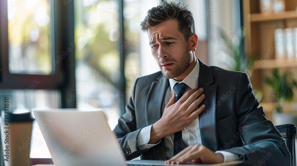 Visualizing an businessman experiencing chest pain 