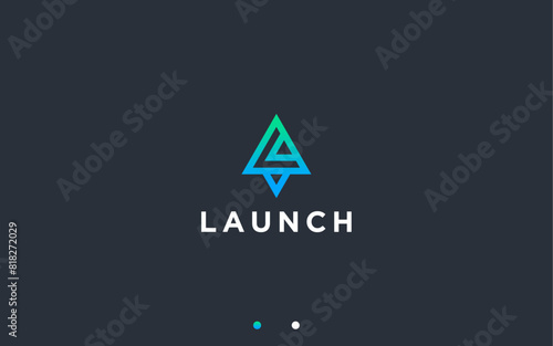 letter l with rocket logo design vector silhouette illustration