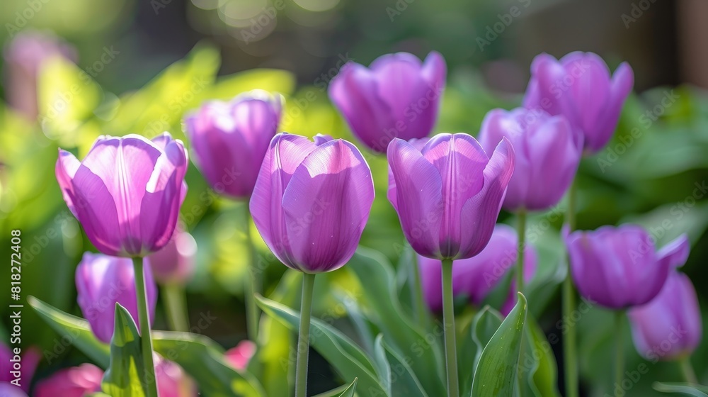 Obraz premium A bunch of purple flowers are in a field