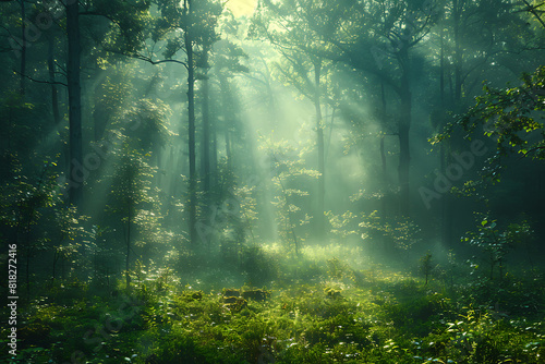 sun rays in the forest