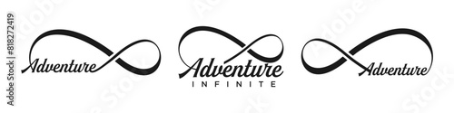 adventure Infinity logo design, wordmark adventure with Infinity icon combination, vector illustration