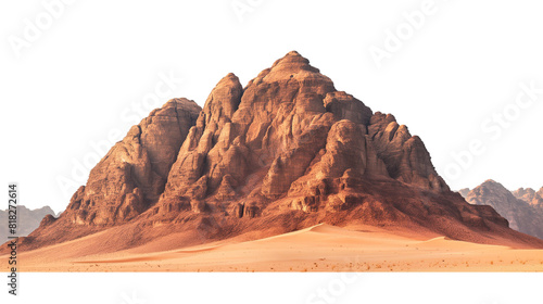 Desert mountain from Wadi Rum isolated on a transparent background photo