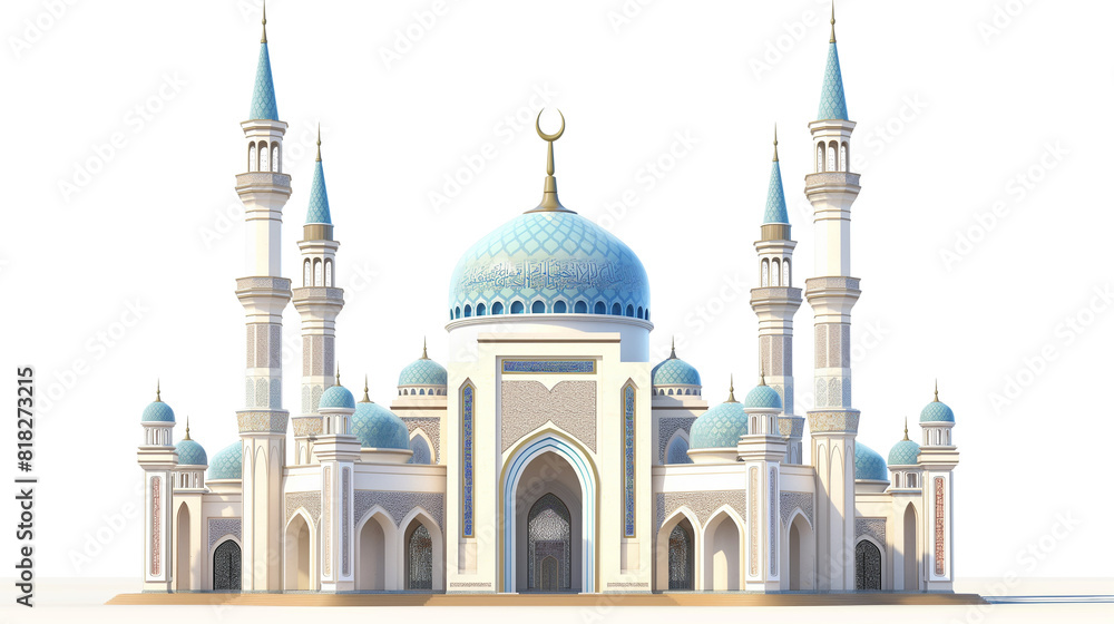Obraz premium Eid Mubarak Islamic Masjid Mosque isolated on a transparent background