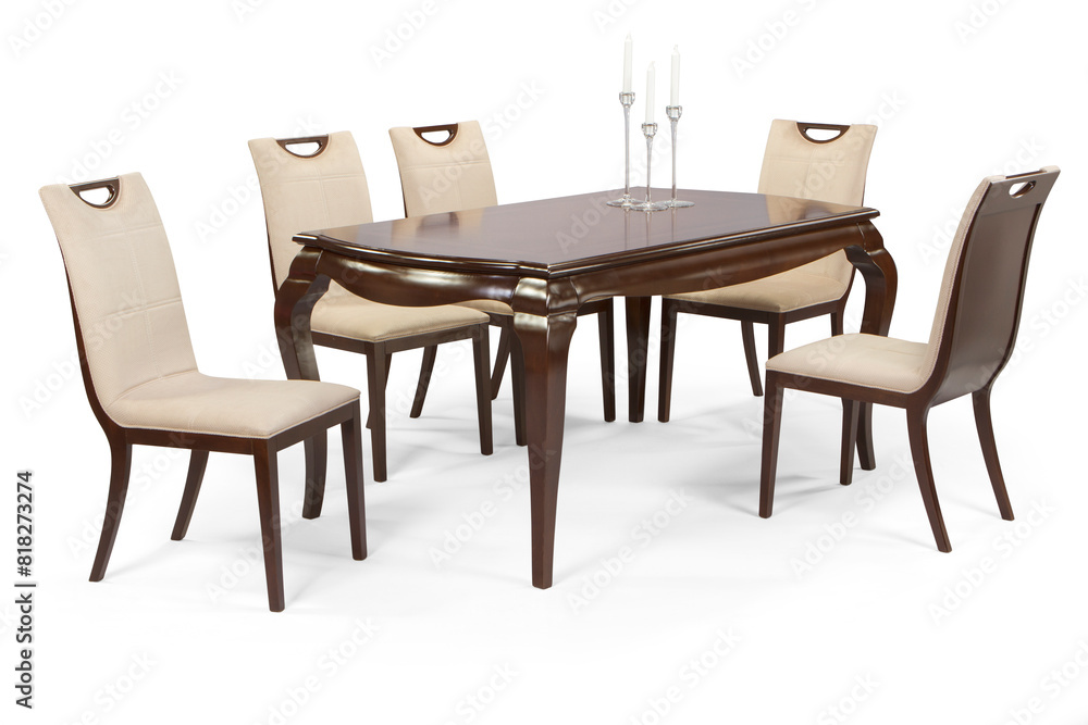 classic dining table isolated on white background . table and chair classic dining table isolated on white background . table and chair