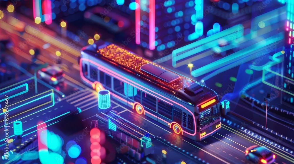 smart city public transportation control and mobile app futuristic technology concept smart city public transportation control and mobile app futuristic technology concept