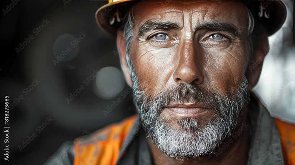 Man in Hard Hat Working on Construction Site Man in Hard Hat Working on Construction Site