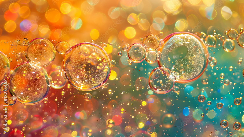 Rainbow soap bubbles on bright colorful background close up Rainbow soap bubbles on bright colorful background close up