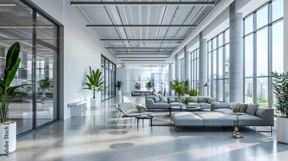 sleek modern office interior with minimalist furniture and natural light 3d rendering sleek modern office interior with minimalist furniture and natural light 3d rendering