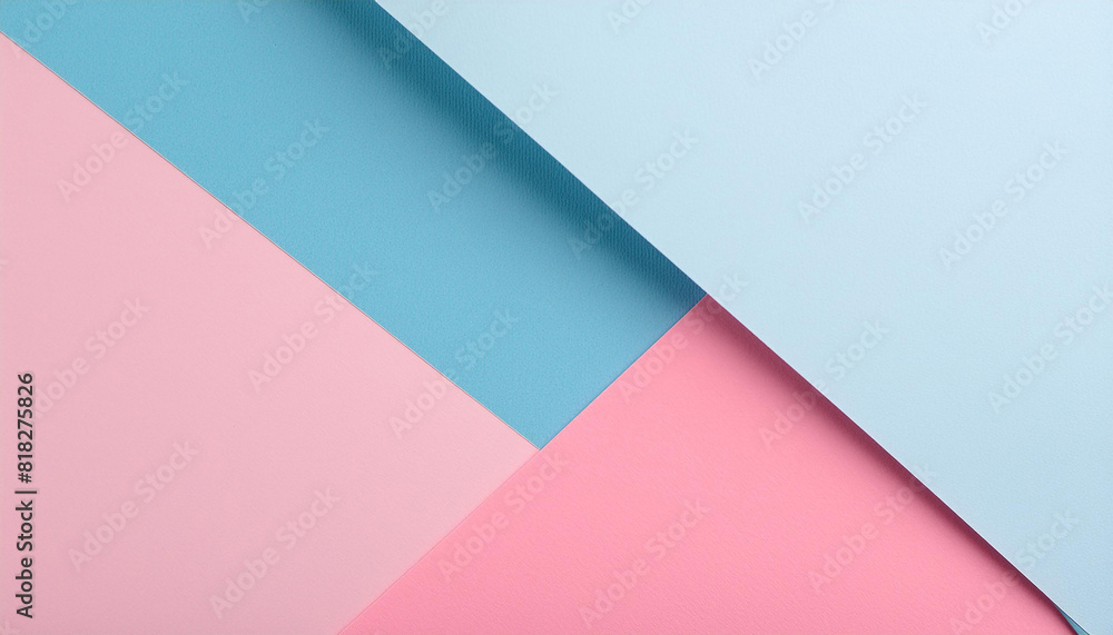 Abstract minimalistic paper texture background with copy space. Minimal paper cut style composition with layers of geometric shapes and lines in shades of pastel pink and blue colors. Top view. Abstract minimalistic paper texture background with copy space. Minimal paper cut style composition with layers of geometric shapes and lines in shades of pastel pink and blue colors. Top view.
