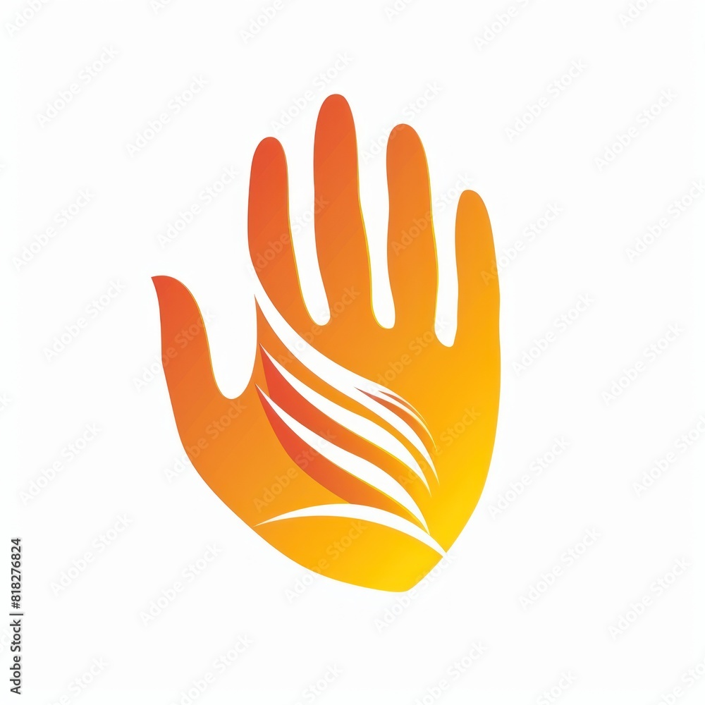 Fototapeta premium Yellow palm logo on a white background, simple and flat design.