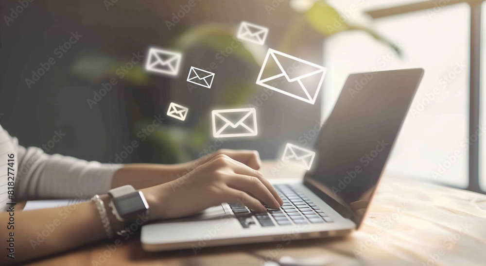 A person typing on their laptop, with an email icon appearing in the message box of stamp ramping website and digital marketing
A person typing on their laptop, with an email icon appearing in the message box of stamp ramping website and digital marketing
