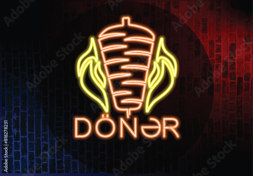 Adobe Illustrator Artwork, work for neon advertising - doner kebab