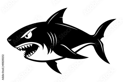 Bull Shark  angry  silhouette black color 