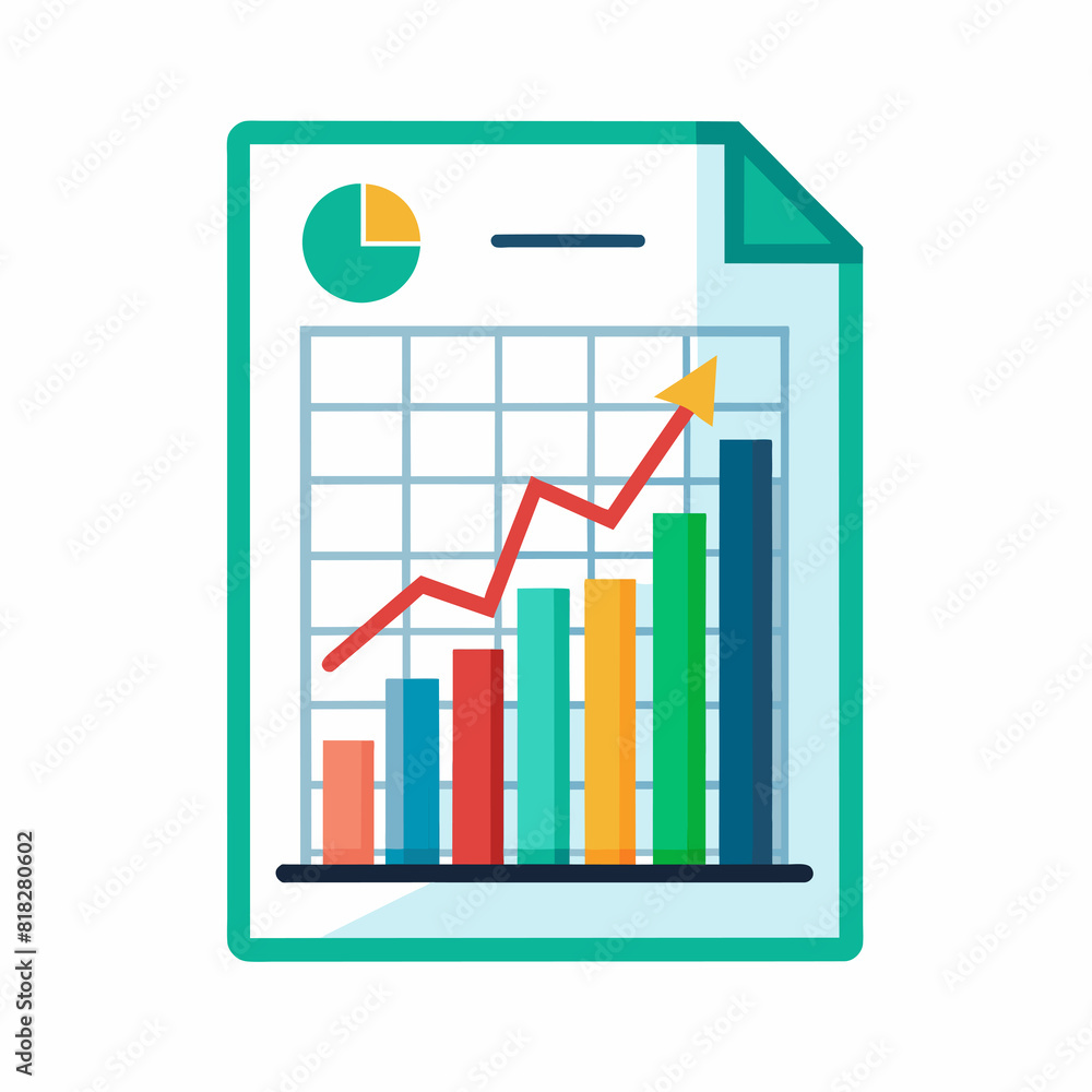 spreadsheet with graph up isolated on white background spreadsheet with graph up isolated on white background