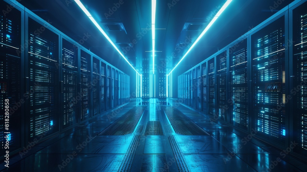 High-quality image of a data center with green energy solutions and solar panels High-quality image of a data center with green energy solutions and solar panels