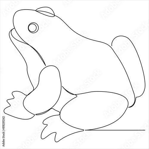 Continuous single line drawing simple frog world wild life concept outline vector illustration photo