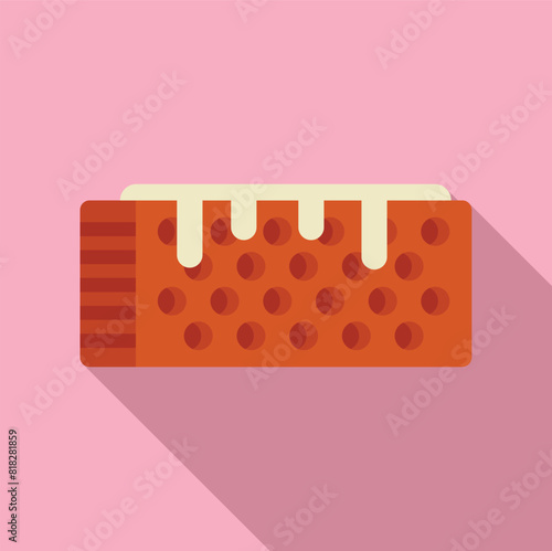 Bright and appetizing flat designed cherry cake on a pink background ideal for dessertthemed graphics