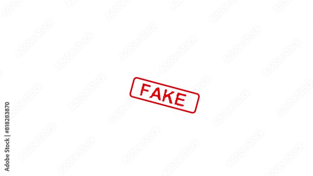 Fake stamp and hand stamping impact animation. Fraud, imitation and fake news 3D rendered concept. Fake stamp and hand stamping impact animation. Fraud, imitation and fake news 3D rendered concept.
