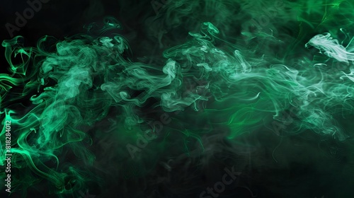 abstract green smoke on black background toxic fog and stink concept for sports stadium photo
