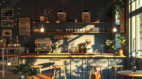 serene aigenerated coffee shop interior with soft lighting and cozy ambiance digital illustration