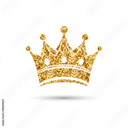 Gold glitter crown on a white background. Magic royal crown. Vector