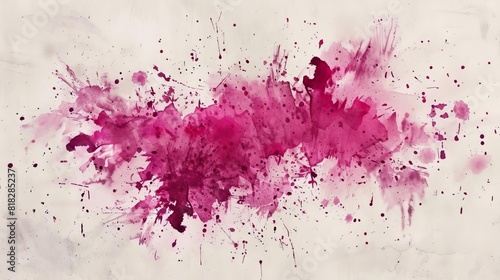 abstract magenta watercolor paint splatters on vintage paper texture watercolor background